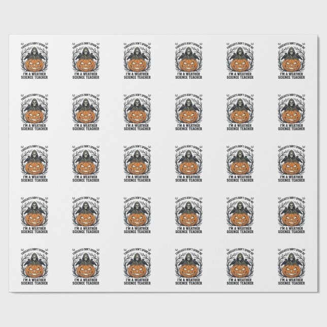 Papier Cadeau Professeur Météo Halloween Épouvantable Faucheur C (Plat)