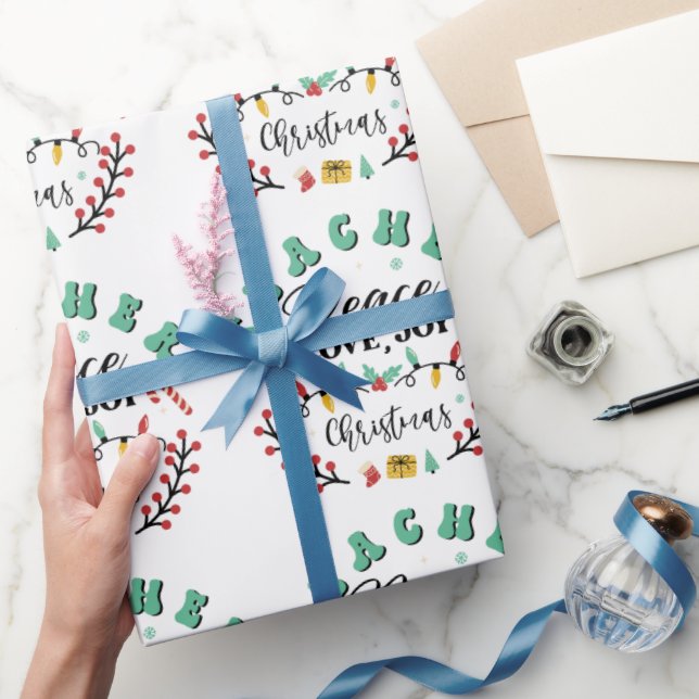 Papier Cadeau Professeur Paix Amour Joie Noël (Cadeaux)