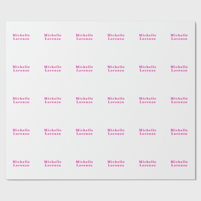 Papier Cadeau Professionnel Moderne Simple Nom Clair Rose & Blan (Plat)