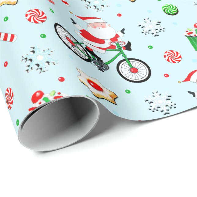 Papier Cadeau Promenade à vélo de Noël (Coin rond)