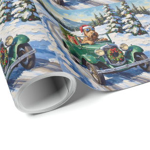 Papier Cadeau Promenade de Noël en voiture de Bouvier des Flandr