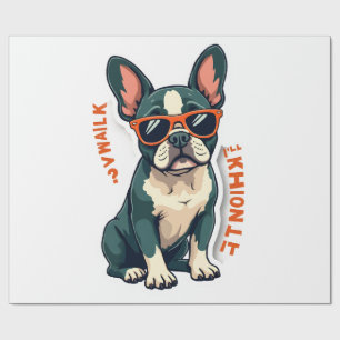 Papier Cadeau Promenade Vintage J'y Réfléchirai Bouledogue Franç