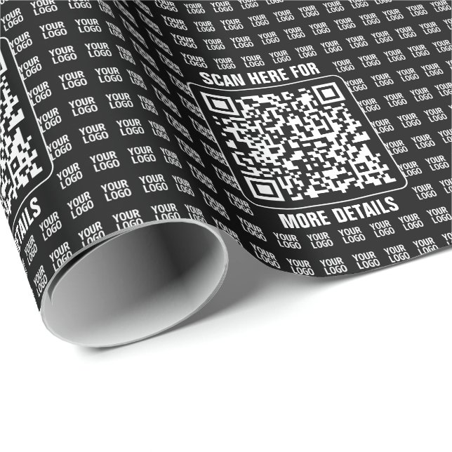 Papier Cadeau Promotional QR code (editable) plus Logo Pattern (Coin rond)