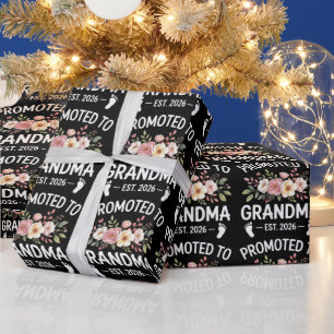 Papier Cadeau Promue grand-mère 2026 Première fois Nana Floral