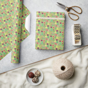 Papier Cadeau Protea Floral Block Imprimer Millefleur vert pâle