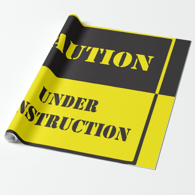 PAPIER CADEAU PRUDENCE SOUS SIGNE DE CONSTRUCTION (Déroulé)