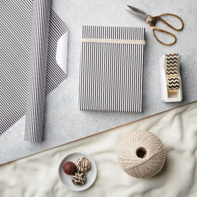 Papier Cadeau Prune Minuit Mince Rayé (Artisanat)