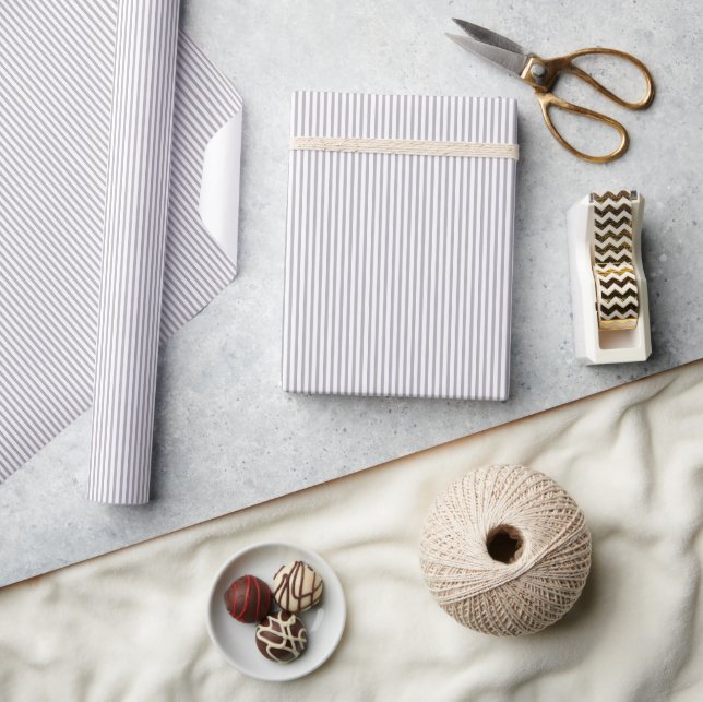 Papier Cadeau Prune Poussiéreuse Rayures Minces (Artisanat)