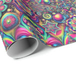 Papier Cadeau Psychedelic Christmas Wrapping Paper<br><div class="desc">Turn up the holiday vibes with this psychedelic Christmas wrapping paper! Featuring swirling patterns,  fractal snowflakes,  glowing ornaments,  and abstract Christmas trees in vibrant neon colors,  this seamless design is perfect for adding a bold and hypnotic touch to your holiday gifts.</div>