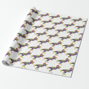 Papier Cadeau Psychédélique Noël T Rex Festive Dinosaure enfa