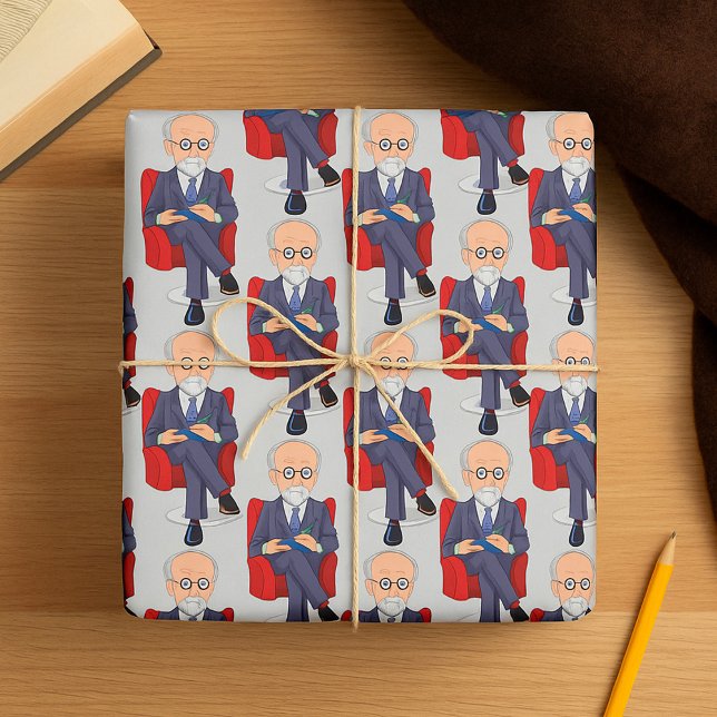 Papier Cadeau Psychologue en costume avec Bloc-notes assis (Créateur téléchargé)