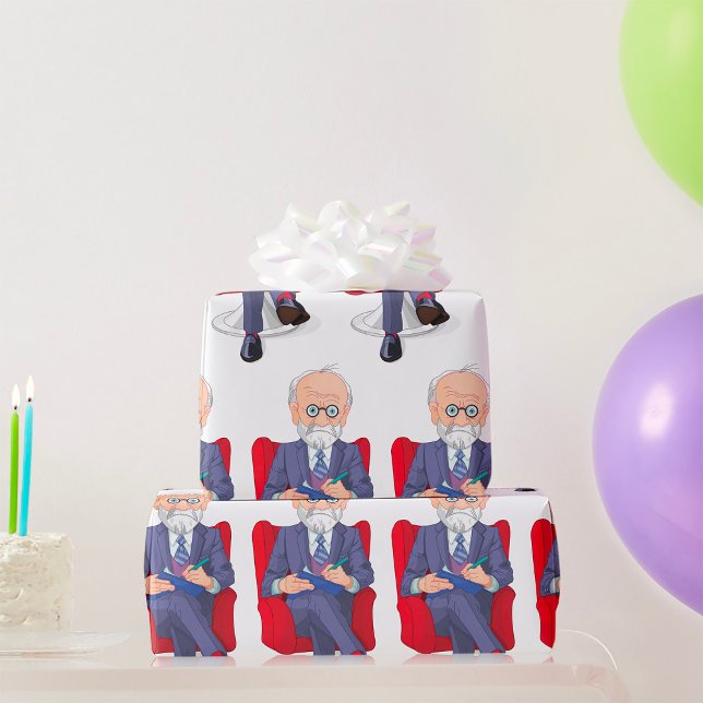 Papier Cadeau Psychologue en costume avec Bloc-notes assis (Créateur téléchargé)