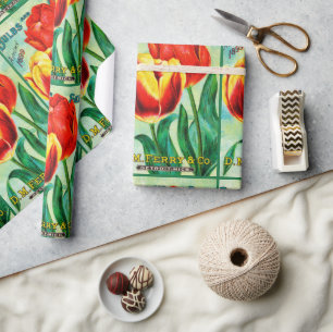 Papier Cadeau Publicité pour un jardin antique, tulipes rouges j