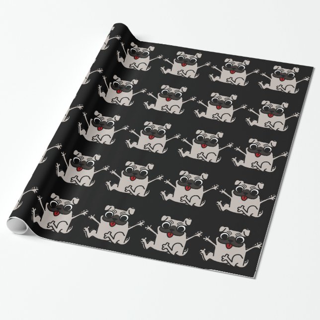 Papier Cadeau Pug heureux (Déroulé)