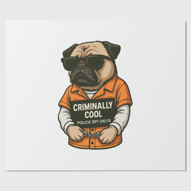 Papier Cadeau Pug incroyablement cool � Création drôle de chien  (Plat)