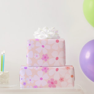 Papier Cadeau Puissance Fleur de Pêche Joyeux Anniversaire