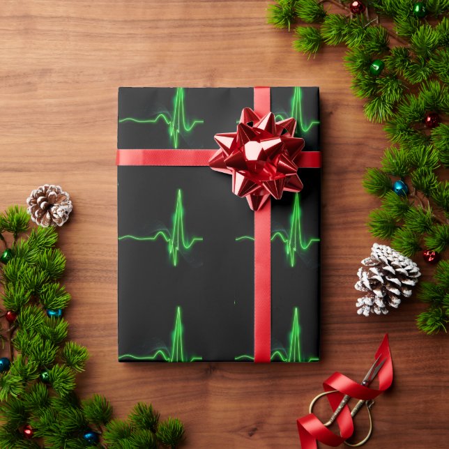 Papier Cadeau Pulse verte brillante Abstraite (Cadeau de vacances)