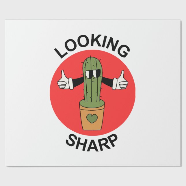 Papier Cadeau Pun de cactus qui en jette (Plat)