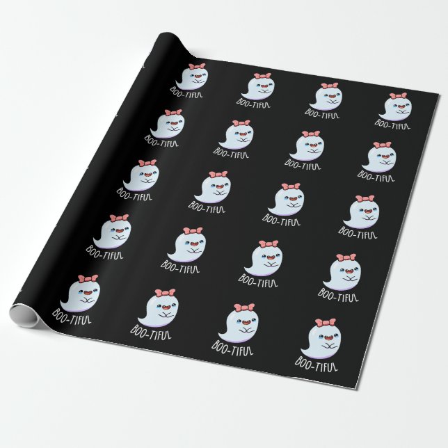 Papier Cadeau Pun Halloween Fantôme Féminin Drôle Bootiful (Déroulé)