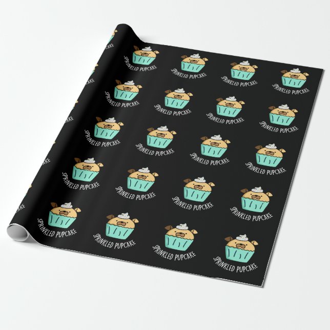 Papier Cadeau Pupcake Pupcake Pupcake Pun Dark BG (Déroulé)