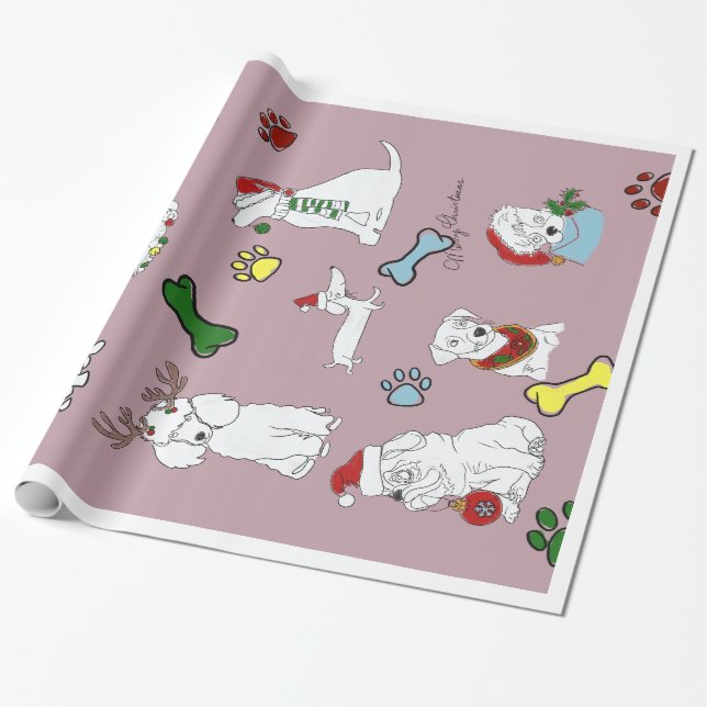 PAPIER CADEAU PUPPY XMAS WRAPPING PAPER  (Déroulé)