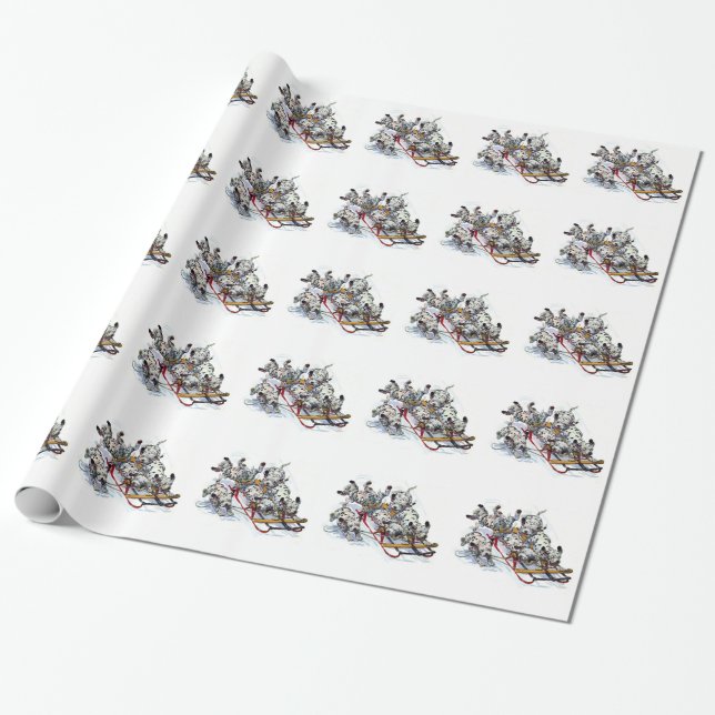 Papier Cadeau Pups dalmate couchage (Déroulé)