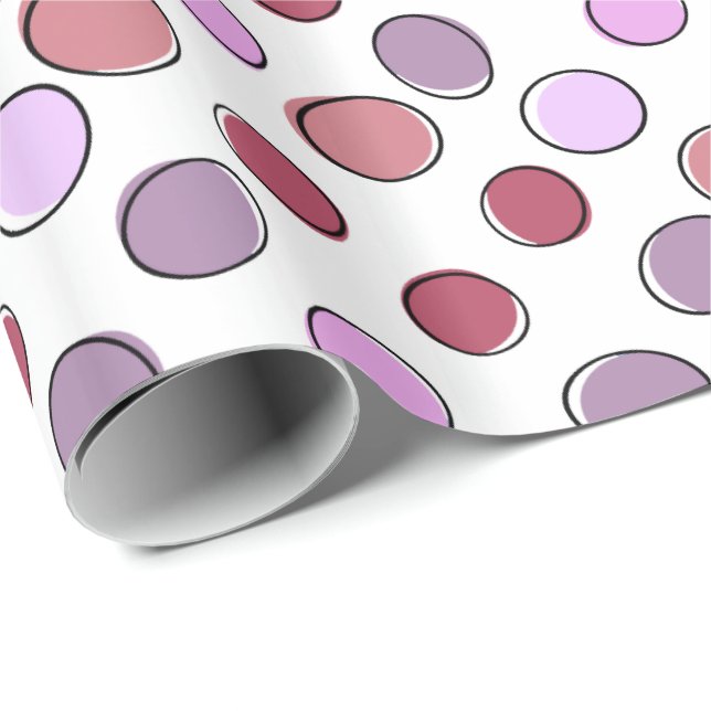 Papier Cadeau Purple and Pink Crazy Spots Pattern (Coin rond)