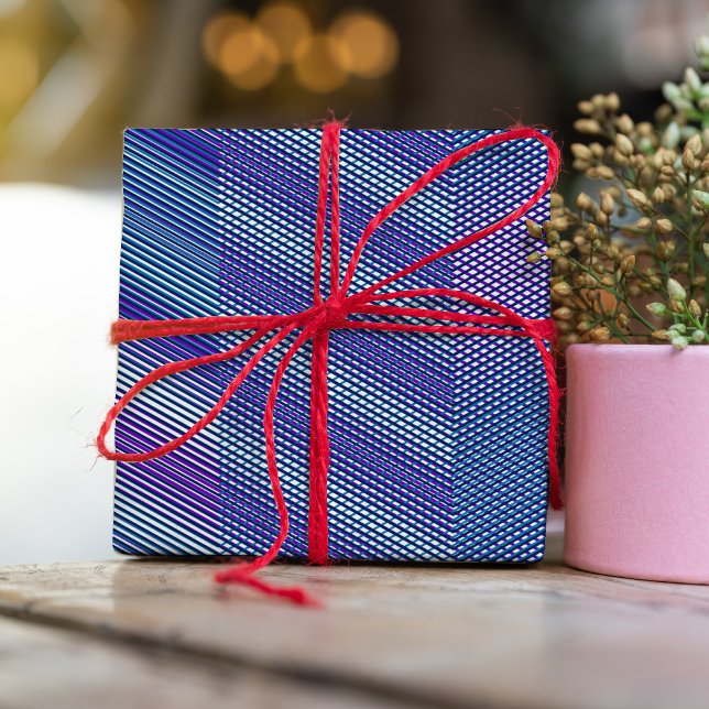 Papier Cadeau Purple & Blue Moiré Stripes Cool Abstrait moderne (Créateur téléchargé)