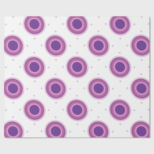 Papier Cadeau Purple Bullseye Cible Polka Point Cercles ronds (Plat)