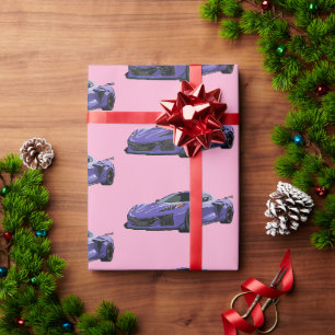 Papier Cadeau Purple C8 Corvette Sports voiture traînée main