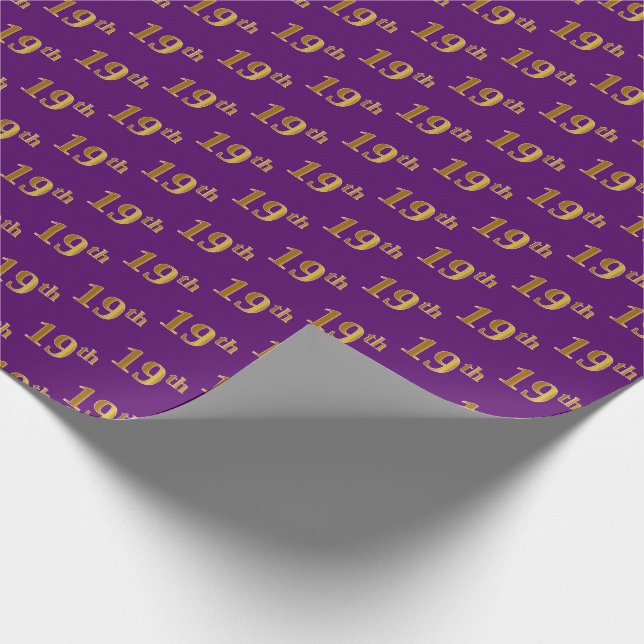 Papier Cadeau Purple, Faux Gold 19th (dix-neuvième) Event (Coin)