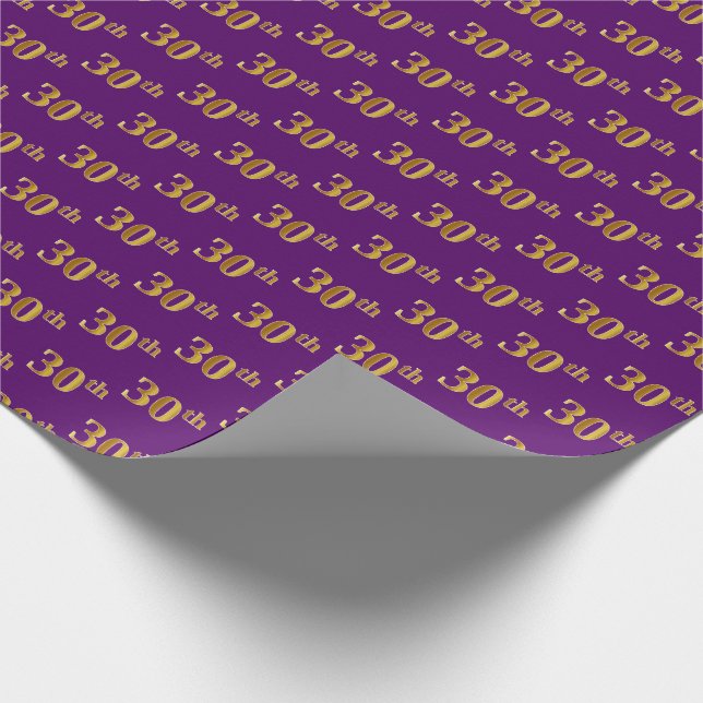 Papier Cadeau Purple, Faux Gold 30e (Trentième) Événement (Coin)