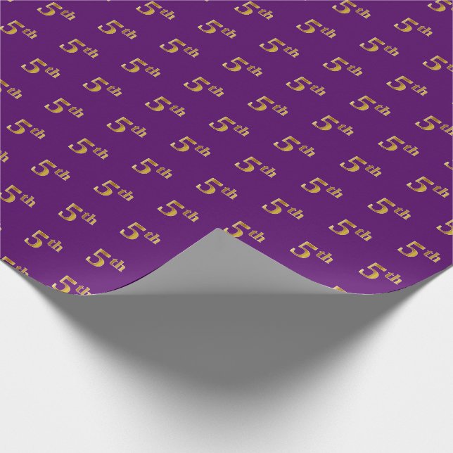 Papier Cadeau Purple, Faux Gold 5e (Cinquième) Enveloppement de  (Coin)