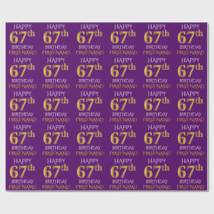 Papier Cadeau Purple, Faux Gold "HAPPY 67th BIRTHDAY"