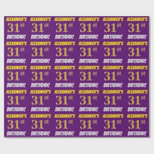 Papier Cadeau Purple, Faux/Imitation Gold, "31e ANNIVERSAIRE"