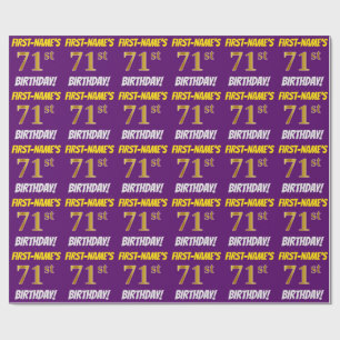 Papier Cadeau Purple, Faux/Imitation Gold, "71e ANNIVERSAIRE"