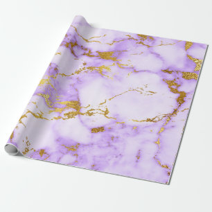 Papier Cadeau Purple Gold Pastel Marbre blanc brillant