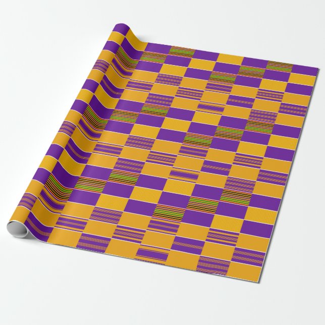 Papier Cadeau Purple Gold Royal African Kente Papier d'enveloppe (Déroulé)