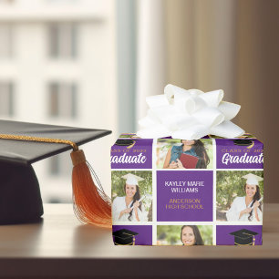 Papier Cadeau Purple Graduation Photo Personnalisée 2025 Graduat