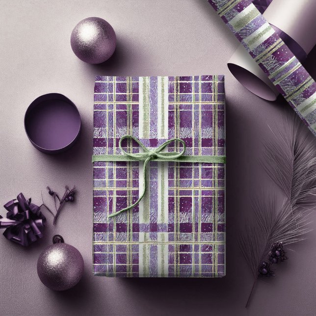 Papier Cadeau Purple Green Christmas Pattern#2 ID1009 (Créateur téléchargé)