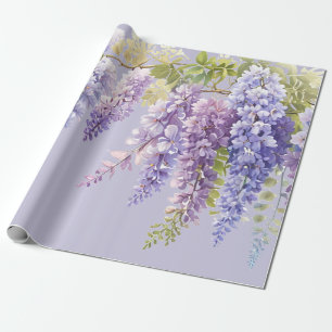 Papier Cadeau Purple lavande aquarelle glycine florale lilas