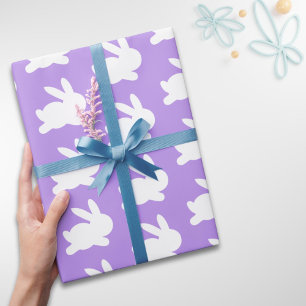Papier Cadeau Purple Lavender White Rabbit Motif de Pâques Cadea