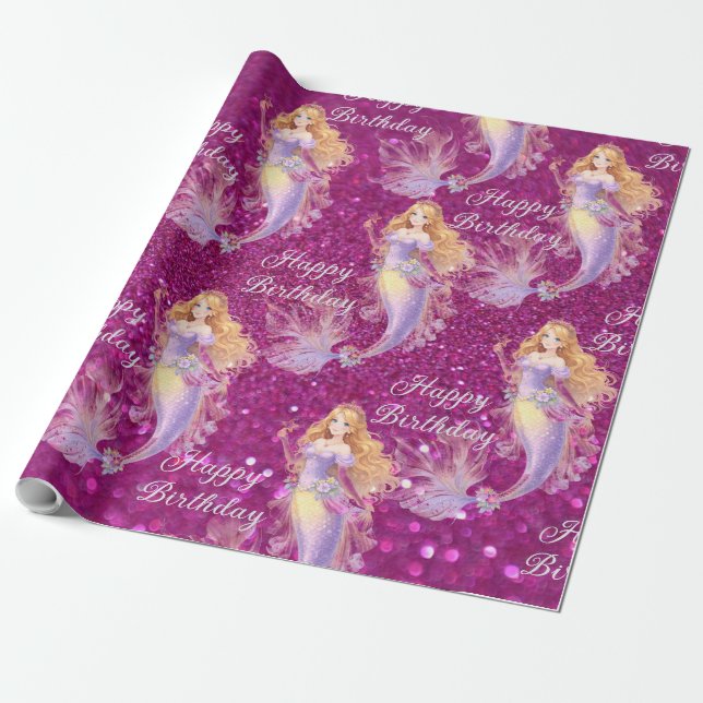 Papier Cadeau Purple mermaid  (Déroulé)