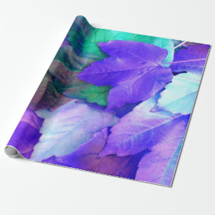 Papier Cadeau Purple N Feuilles Turquoises