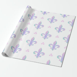 Papier Cadeau Purple Pastel Fleur De Lis Motif