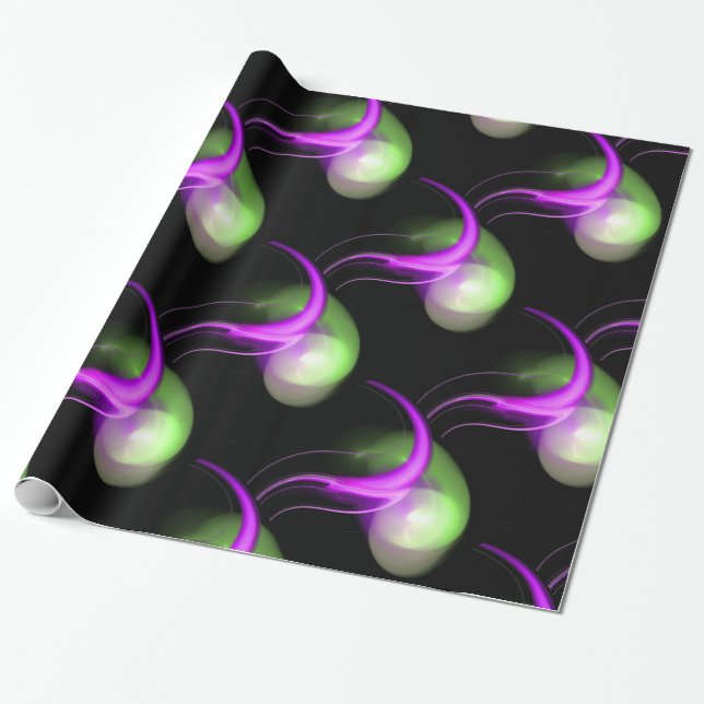 PAPIER CADEAU PURPLE PERLES ALIENS VERTES (Déroulé)