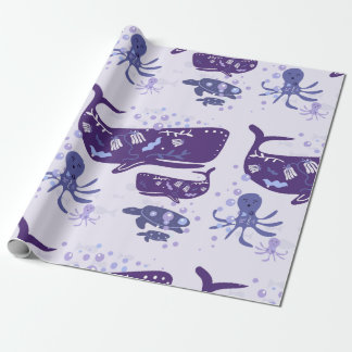 Papier Cadeau Purple Sea Creatures Whimsical