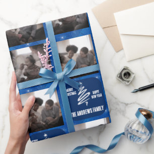 Papier Cadeau Purpurina geométrico azul de foto familier de navi