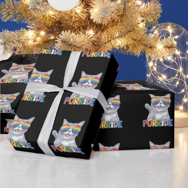 Papier Cadeau Purride Chat Lunettes de soleil Gay pride Rainbow  (Vacances)