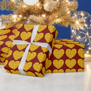 Papier Cadeau Puzzle en forme de coeur vintage